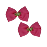 Cherish Hair Bow - Pink Hair Bow with Spider with a Bow Badge - 9cm Girls Hair Accessories - non slip hair clips hair bow Pinkberry Kisses Pair 