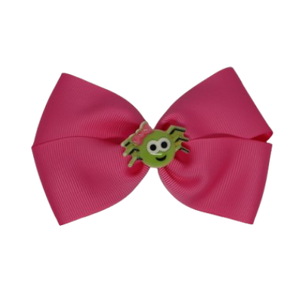 Cherish Hair Bow - Pink Hair Bow with Spider with a Bow Badge - 9cm Girls Hair Accessories - non slip hair clips hair bow Pinkberry Kisses