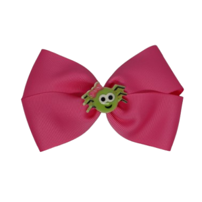 Cherish Hair Bow - Pink Hair Bow with Spider with a Bow Badge - 9cm Girls Hair Accessories - non slip hair clips hair bow Pinkberry Kisses