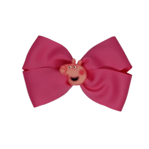 Cherish Hair Bow - Pink Hair Bow with Peppa Pig Badge - 9cm Girls Hair Accessories - non slip hair clips hair bow Pinkberry Kisses