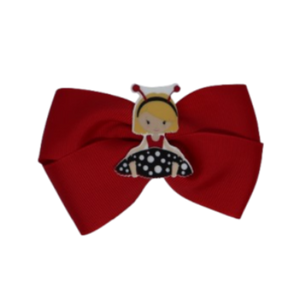 Cherish Hair Bow - Red Hair Bow with Black Lady Bug Girl - 9cm Girls Hair Accessories - non slip hair clips hair bow Pinkberry Kisses