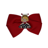 Cherish Hair Bow - Red Hair Bow with Black Lady Bug Girl - 9cm Girls Hair Accessories - non slip hair clips hair bow Pinkberry Kisses