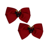 Cherish Hair Bow - Red Hair Bow with a Christmas Minnie Mouse Badge - 9cm Girls Hair Accessories - non slip hair clips hair bow Pinkberry Kisses Pair 