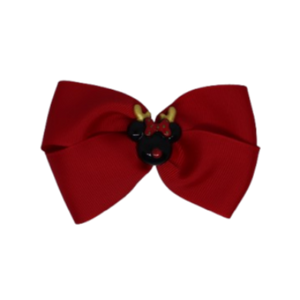 Cherish Hair Bow - Red Hair Bow with a Christmas Minnie Mouse Badge - 9cm Girls Hair Accessories - non slip hair clips hair bow Pinkberry Kisses