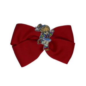 Cherish Hair Bow - Red Hair Bow with Rainbow Brite - 9cm Girls Hair Accessories - non slip hair clips hair bow Pinkberry Kisses