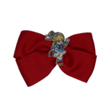 Cherish Hair Bow - Red Hair Bow with Rainbow Brite - 9cm Girls Hair Accessories - non slip hair clips hair bow Pinkberry Kisses