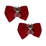 Cherish Hair Bow - Red Hair Bow with Red Lady Bug Girl - 9cm Girls Hair Accessories - non slip hair clips hair bow Pinkberry Kisses Pair 