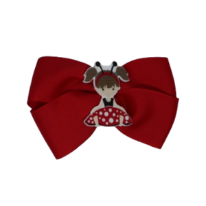 Cherish Hair Bow - Red Hair Bow with Red Lady Bug Girl - 9cm Girls Hair Accessories - non slip hair clips hair bow Pinkberry Kisses