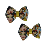 Cherish Hair Bow - Snow White and the Castle Baby Toddler Girl Non Slip Hair Clip Hair Tie Hair Accessories Pinkberry Kisses Pair 
