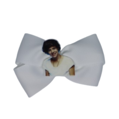 Cherish Hair Bow - White Hair Bow with One Direction - Harry - 9cm Girls Hair Accessories - non slip hair clips hair bow Pinkberry Kisses