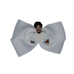 Cherish Hair Bow - White Hair Bow with One Direction - Louis - 9cm Girls Hair Accessories - non slip hair clips hair bow Pinkberry Kisses