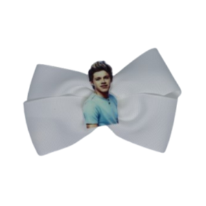 Cherish Hair Bow - White Hair Bow with One Direction - Niall- 9cm Girls Hair Accessories - non slip hair clips hair bow Pinkberry Kisses