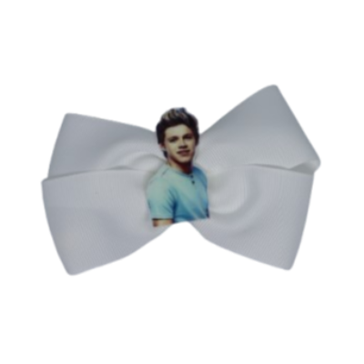 Cherish Hair Bow - White Hair Bow with One Direction - Niall- 9cm Girls Hair Accessories - non slip hair clips hair bow Pinkberry Kisses