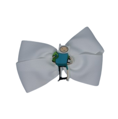 Cherish Hair Bow - White Hair Bow with a Finn from The Adventure Time - 9cm  Girls Hair Accessories - non slip hair clips hair bow Pinkberry Kisses