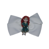 Cherish Hair Bow - White Hair Bow with a Princess Merida - 9cm Girls Hair Accessories - non slip hair clips hair bow Pinkberry Kisses