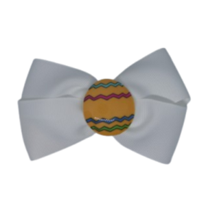 Cherish Hair Bow - White Hair Bow with a Yellow  Easter Egg - 9cm  Girls Hair Accessories - non slip hair clips hair bow Pinkberry Kisses