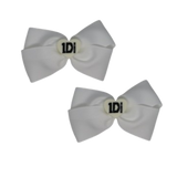 Cherish Hair Bow - White Hair Bow with One Direction Badge - 9cm Girls Hair Accessories - non slip hair clips hair bow Pinkberry Kisses Pair