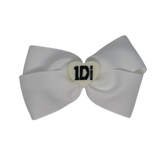 Cherish Hair Bow - White Hair Bow with One Direction Badge - 9cm Girls Hair Accessories - non slip hair clips hair bow Pinkberry Kisses