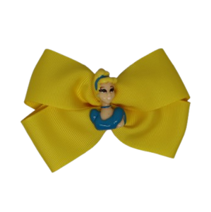 Cherish Hair Bow - Yellow Hair Bow with Cinderella - 9cm Girls Hair Accessories - non slip hair clips hair bow Pinkberry Kisses