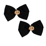 Cherish Hair Bow - Black Hair Bow with Despicable Me - 9cm Girls Hair Accessories - non slip hair clips hair bow Pinkberry Kisses Pair 