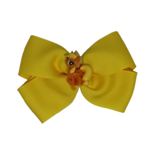 Cherish Hair Bow - Yellow Hair Bow with a My Little Pony Applejack Badge- 9cm Girls Hair Accessories - non slip hair clips hair bow Pinkberry Kisses