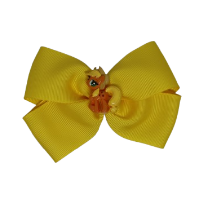 Cherish Hair Bow - Yellow Hair Bow with a My Little Pony Applejack Badge- 9cm Girls Hair Accessories - non slip hair clips hair bow Pinkberry Kisses