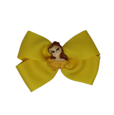 Cherish Hair Bow - Yellow Hair Bow with Princess Belle - 9cm Girls Hair Accessories - non slip hair clips hair bow Pinkberry Kisses