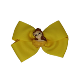 Cherish Hair Bow - Yellow Hair Bow with Princess Belle - 9cm Girls Hair Accessories - non slip hair clips hair bow Pinkberry Kisses