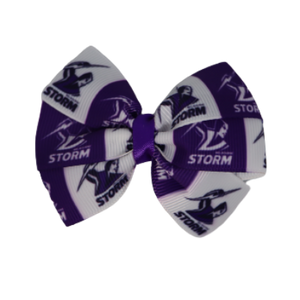 NRL Melbourne Storm Bella Hair Bow Clip Non Slip Rugby Hair Accessories Pinkberry Kisses