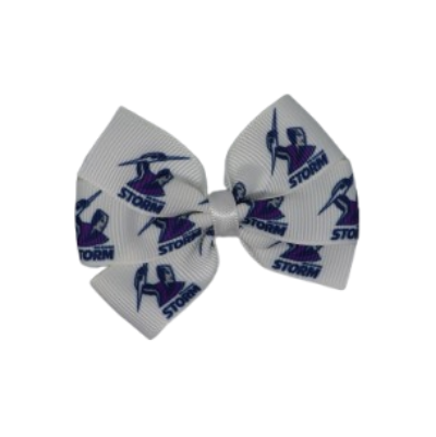 NRL Melbourne Storm Bella Hair Bow Clip Non Slip Rugby Hair Accessories Pinkberry Kisses Design 3 Hair tie