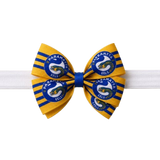 NRL Parramatta Eels Bella Hair Bow Clip Non Slip Hair Clip Hair Tie NRL Sports Hair Accessories Pinkberry Kisses Baby Soft Headband