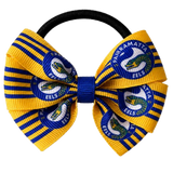 NRL Parramatta Eels Bella Hair Bow Clip Non Slip Hair Clip Hair Tie NRL Sports Hair Accessories Pinkberry Kisses 