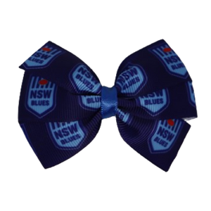 NSW state of origin hair Bow clip NRL Origin NSW Blues Hair Bow Sports Teams NRL Hair Bows Blues Hair Bow Design 2 Sports Hair Accessories