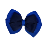 School uniform hair accessories Double Cherish Hair Bow Hair Clip Non Slip Hair Tie 9cm - Royal Blue Base & Centre Ribbon Navy - Pinkberry Kisses