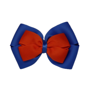 School uniform hair accessories Double Cherish Hair Bow 11cm - Royal Blue Base & Centre Ribbon Black - Pinkberry Kisses