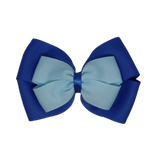 School Hair Accessories - Double Cherish Hair Bow 11cm - Royal Blue Base & Centre Ribbon (24 colours top)