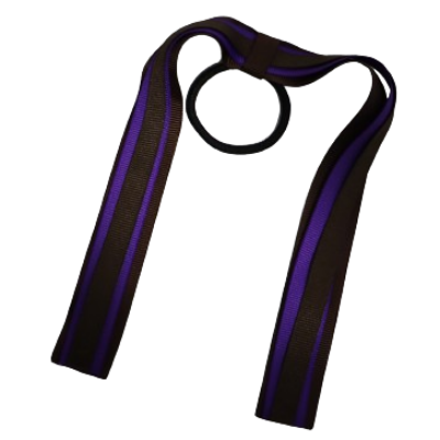 School Uniform Hair Accessories Ponytail Streamer Straight - Pinkberry Kisses Brown Base & Top Ribbon Purple