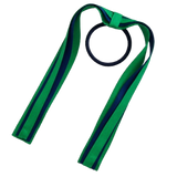 School Uniform Hair Accessories Ponytail Streamer Straight Hair Tie - Pinkberry Kisses Emerald Green Base & Top Ribbon Navy Blue