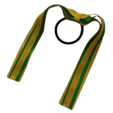 School Uniform Hair Accessories Ponytail Streamer Straight - Pinkberry Kisses Mazie Yellow Base & Top Ribbon Emerald Green