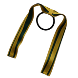 School Uniform Hair Accessories Ponytail Streamer Straight - Pinkberry Kisses Mazie Yellow Base & Top Ribbon Hunter Green 