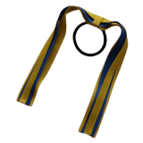 School Uniform Hair Accessories Ponytail Streamer Straight - Pinkberry Kisses Mazie Yellow Base & Top Ribbon Royal Blue 