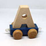 Wooden Name Train Custom for Birthday Nursery Child boy girl name present Letter Pinkberry Kisses A Blue