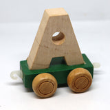 Wooden Name Train Custom for Birthday Nursery Child boy girl name present Letter Pinkberry Kisses A Green