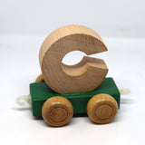 Wooden Name Train Custom for Birthday Nursery Child boy girl name present Letter Pinkberry Kisses C Green