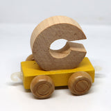 Wooden Name Train Custom for Birthday Nursery Child boy girl name present Letter Pinkberry Kisses C Yellow