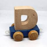 Wooden Name Train Custom for Birthday Nursery Child boy girl name present Letter Pinkberry Kisses D Blue