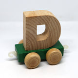 Wooden Name Train Custom for Birthday Nursery Child boy girl name present Letter Pinkberry Kisses D Green