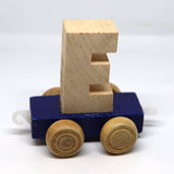 Wooden Name Train Custom for Birthday Nursery Child boy girl name present Letter Pinkberry Kisses E Blue