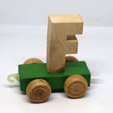 Wooden Name Train Custom for Birthday Nursery Child boy girl name present Letter Pinkberry Kisses F Green