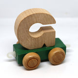 Wooden Name Train Custom for Birthday Nursery Child boy girl name present Letter Pinkberry Kisses G Green